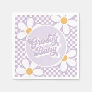 Groovy Baby Paarse Madeliefjes Checker Servet