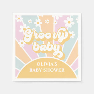Groovy Baby pastel Retro Sunshine baby shower Servet