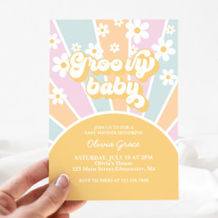 Groovy Baby Pastelkleurige Retro Zonneschijn Baby  Kaart