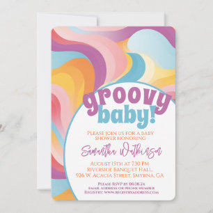 Groovy Baby Retro Boho Wave Baby shower Kaart