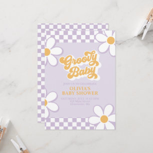 Groovy Baby Retro Check Paarse Daisy Kaart