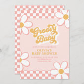 Groovy Baby Retro Check Pink Daisy Kaart (Voorkant / Achterkant)