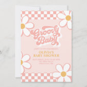 Groovy Baby Retro Check Pink Daisy Kaart (Voorkant)