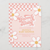 Groovy Baby Retro Check Pink Daisy Kaart (Voorkant / Achterkant)