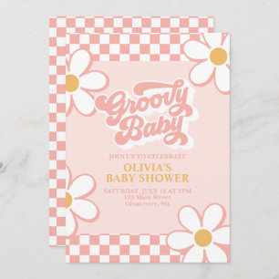Groovy Baby Retro Check Pink Daisy Kaart