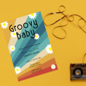 Groovy Baby Retro Daisy Baby shower Kaart