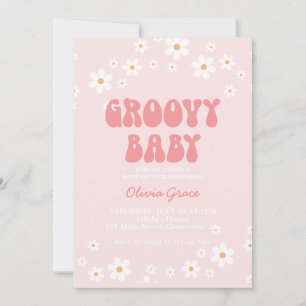 Groovy Baby Retro daisy boho floral Invitation Kaart