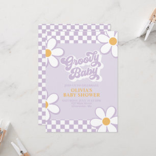 Groovy Baby Retro Kijk Bloem Paars Madeliefje Kaart