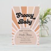Groovy Baby Retro Sunshine Baby shower Uitnodiging (Staand voorkant)