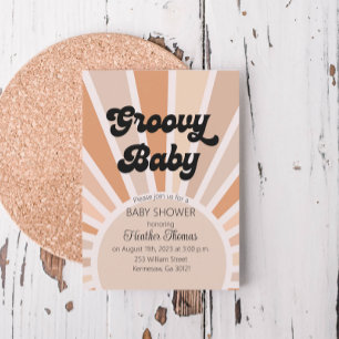 Groovy Baby Retro Sunshine Baby shower Uitnodiging