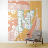 Groovy Baby Retro Sunshine Daisy Baby Shower Spand Wandkleed (In situ)
