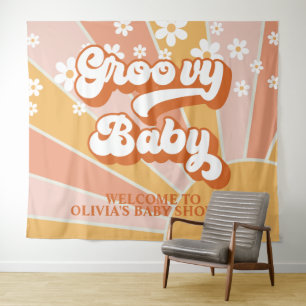 Groovy Baby Retro Sunshine Daisy Baby Shower Spand Wandkleed