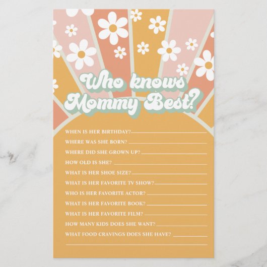 Groovy Baby Retro Sunshine die mama het beste spel Flyer (Voorkant)