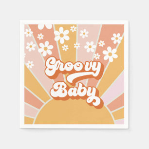 Groovy Baby Retro Sunshine Hippie Baby shower Servet