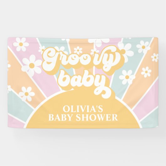 Groovy Baby Retro Sunshine Pastel Daisy Spandoek (Horizontaal)