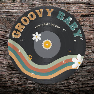 Groovy Baby Retro Vinyl Record Baby shower Papieren Bordje