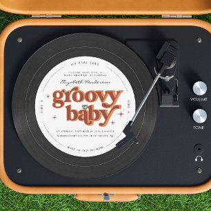 Groovy Baby   Retro Vinylplaat Baby Shower Kaart
