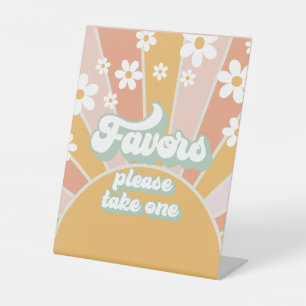 Groovy Baby Retro Zonneschijn Baby Shower Favoriet Reclamebord Met Voetstuk