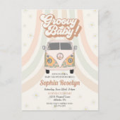 Groovy baby shower, 70s retro-themauitnodiging briefkaart (Voorkant)