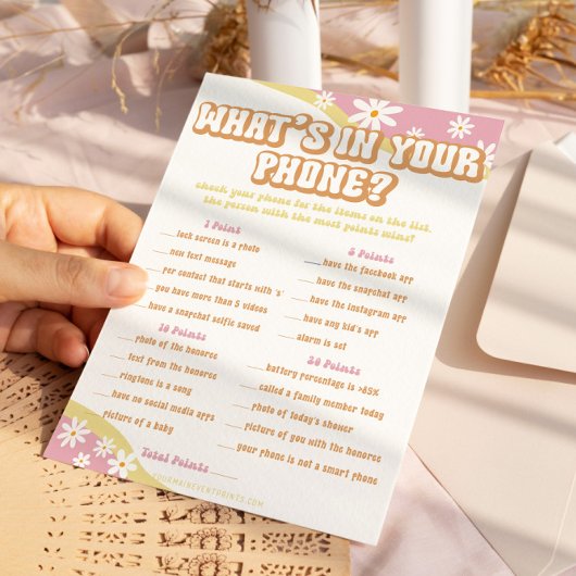 Groovy Baby shower Games, Boho Retro, 70's Vibe Menu