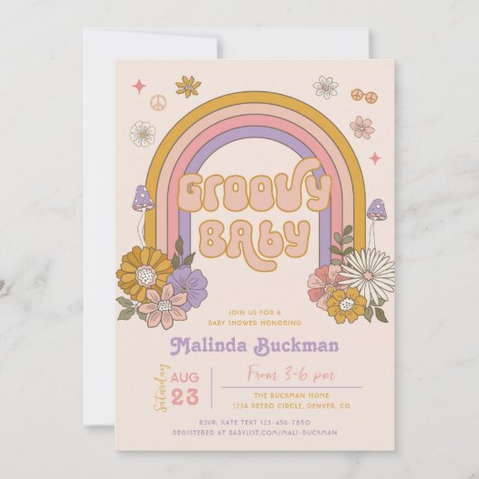 Groovy Baby shower Invitation | Groovy Baby Kaart (Voorkant)