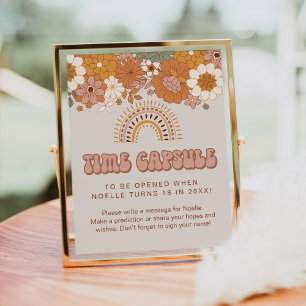 Groovy Baby shower Time Capsule Sign Poster