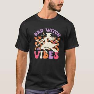 Groovy Bad Witch Vibes Halloween kostuum Grappige T-shirt