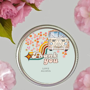 Groovy Bedankt Daisy Boho Floral Van Favor Ronde Sticker