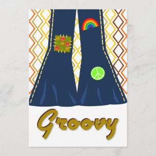 Groovy Bell Bottom 70's Theme Party Kaart