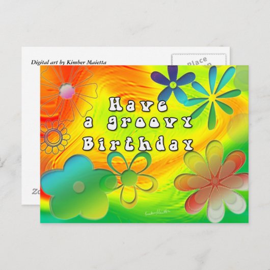 Groovy Birthday briefkaart (Voorkant / Achterkant)