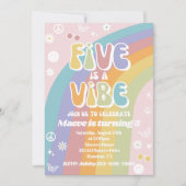 Groovy Birthday Uitnodiging | Vijf is een Vibe (Voorkant)