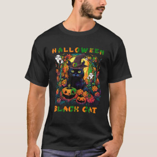 Groovy Black Cat Seizoen Halloween pompoen monster T-shirt