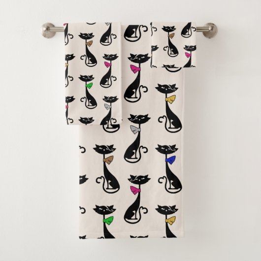 Groovy Black Hep Cats Bad Handdoek (Insitu)