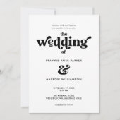 Groovy Black White Retro Typography Wedding Kaart (Voorkant)