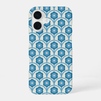 Groovy Blauwe en Roze Regenboog Bloemen iPhone 16 Hoesje