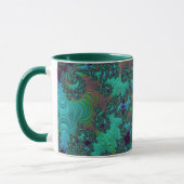 Groovy Blauwgroen en Plum Fractal Abstract Art Mok (Links)