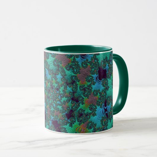 Groovy Blauwgroen en Plum Fractal Abstract Art Mok (Voorkant rechts)