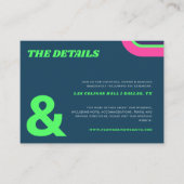 Groovy Blauwgroen lime groen retro bruiloft detail Informatiekaartje (Voorkant)