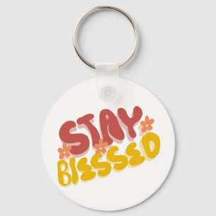 Groovy Blessed Hand Lettering Flower Sleutelhanger