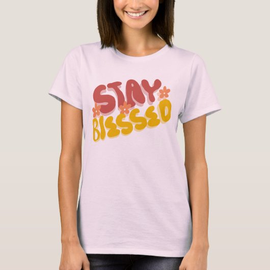 Groovy Blessed Hand Lettering Flower T-shirt (Voorkant)