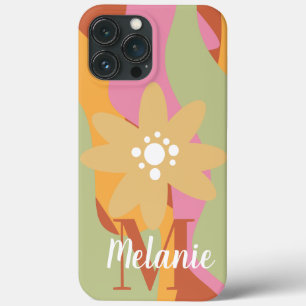 Groovy Bloem Golf Patroon Naam iPhone 13 Pro Max Hoesje