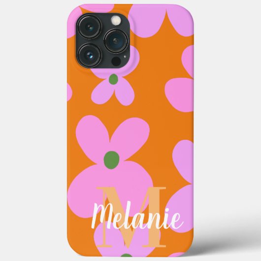 Groovy Bloem Helder Oranje Patroon Naam      Case-Mate iPhone Case (Achterkant)