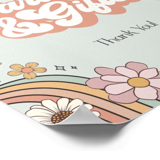 Groovy Bloemen 70s Retro kaarten en geschenken tek Poster (Hoek)