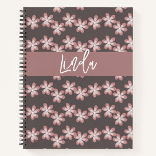 Groovy Bloemen Gedempte Roze Naam Dagboek Notitieb Notitieboek