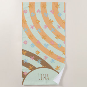 Groovy Bloemen Regenbogen Naam  Badhanddoek