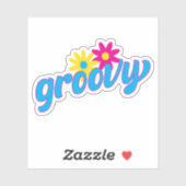 Groovy bloemen retro hippie typografisch sticker (Vel)