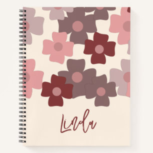 Groovy Bloemenpatroon Naam Journaal Notitieboek