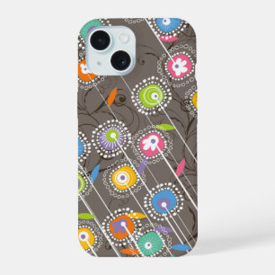 Groovy Bloementuin Kleurrijke Whimsical Bloem Kuns iPhone 15 Hoesje