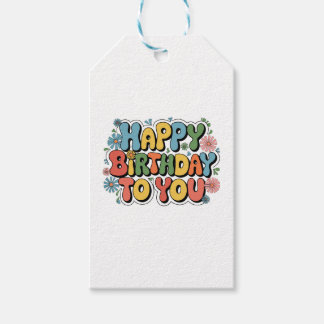 Groovy Bloemige Verjaardag Cadeaulabel