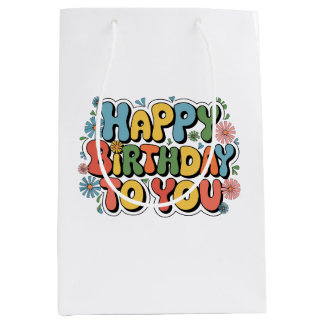 Groovy Bloemige Verjaardag Medium Cadeauzakje